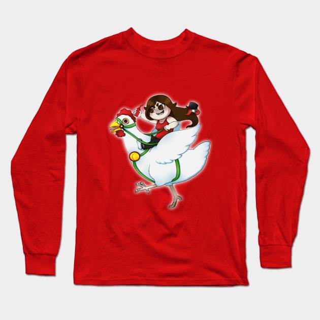 Crazy Chicken Ride! Long Sleeve T-Shirt by ithoughtiwascrazy